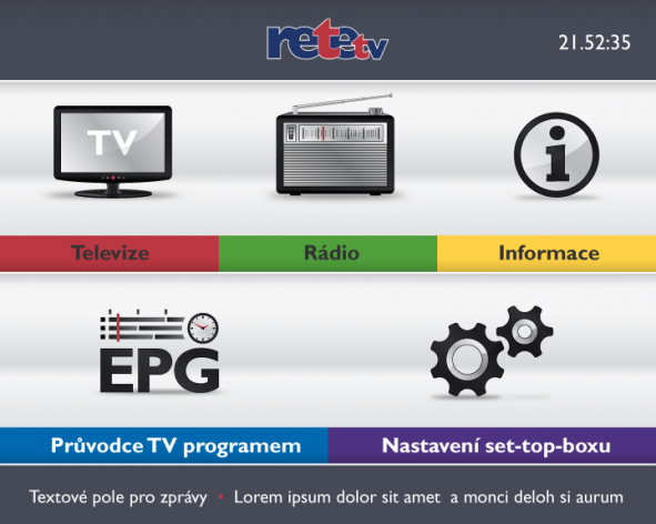 Set-top box menu - návrh